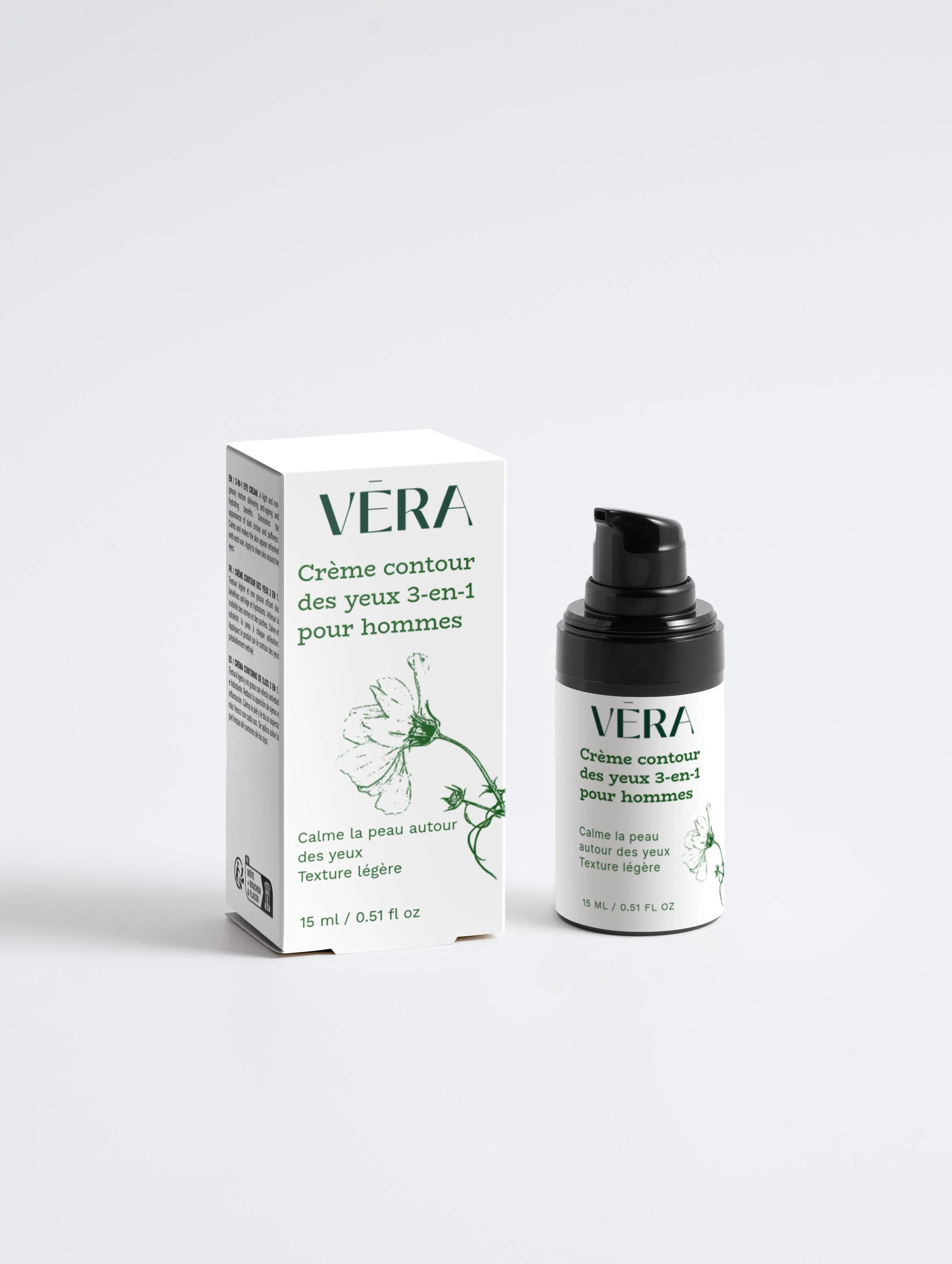 Crème contour des yeux 3-en-1 pour hommes VERA avec flacon et boîte, soin regard apaisant