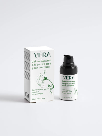 Crème contour des yeux 3-en-1 pour hommes VERA avec flacon et boîte, soin regard apaisant