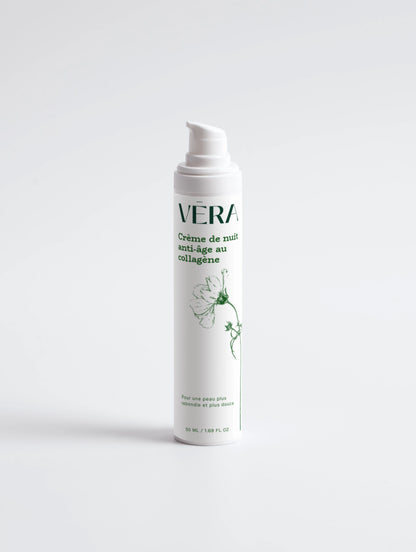 Flacon crème de nuit anti-âge VERA au collagène, soin visage nourrissant et régénérant
