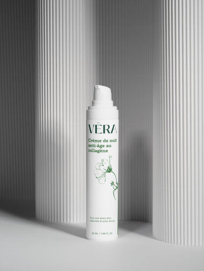 Crème de nuit VERA au collagène design minimaliste, soin visage régénérant et raffermissant