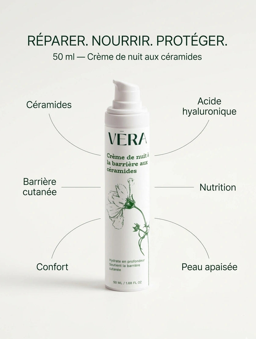 Crème riche VERA sans parfum réparer nourrir protéger, soin visage pour peau sèche et sensible