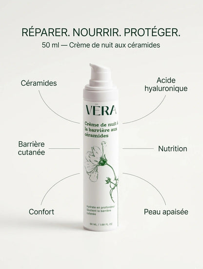 Crème riche VERA sans parfum réparer nourrir protéger, soin visage pour peau sèche et sensible