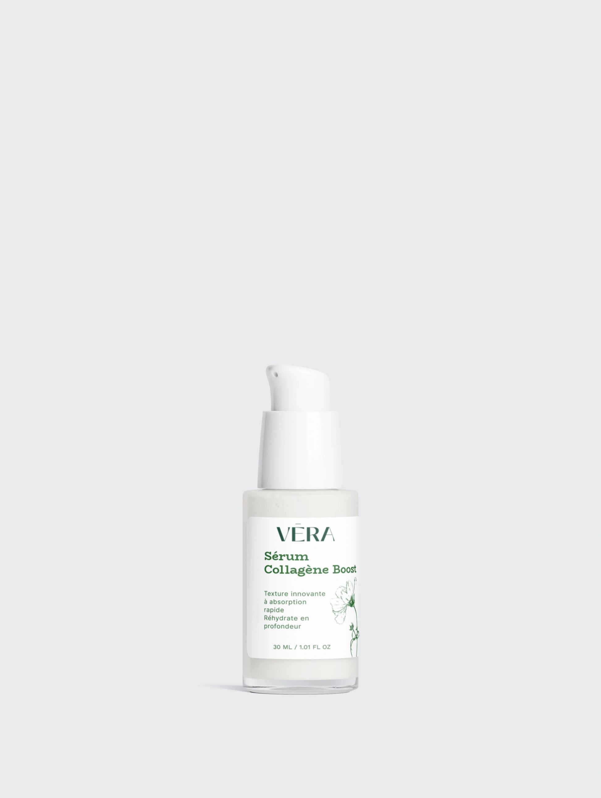 Flacon sérum collagène boost VERA, soin visage hydratant à absorption rapide