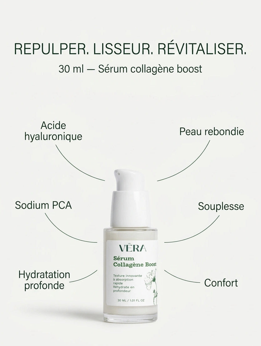 Sérum collagène VERA repulper lisser revitaliser, soin visage hydratation profonde et effet rebondi